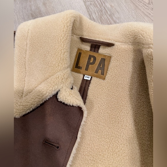 NEW Revolve LPA Bona Sherpa Leather Jacket & Vest in Burnished Brown XXS - Picture 6 of 10